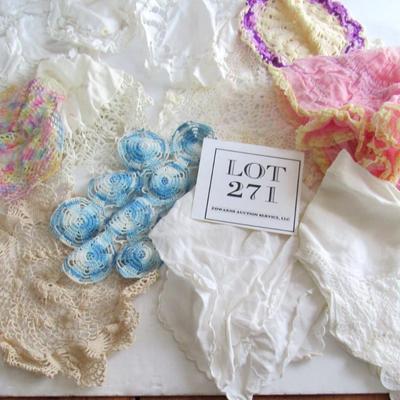 Lot of Various Size and Color Doileys and Fancy Work