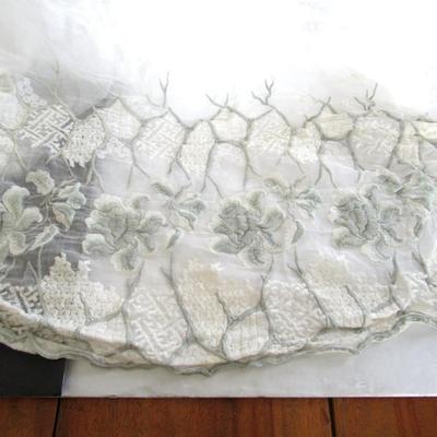 Lot of Embroidered Panels and Lace Trim and Antique Lace Collar