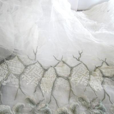Lot of Embroidered Panels and Lace Trim and Antique Lace Collar
