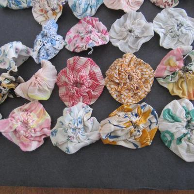 Fancy Vintage Coverlet Made Out of Rosette Like Fabric Puffy Sections, Read Description