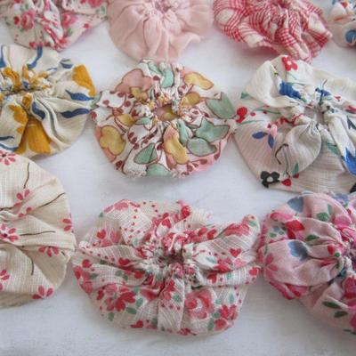 Fancy Vintage Coverlet Made Out of Rosette Like Fabric Puffy Sections, Read Description