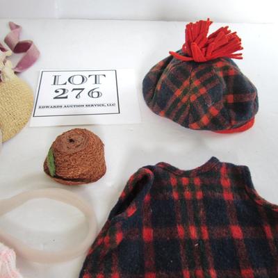 Lot of Vintage Doll Hats and Clothes, Red Set From Italy