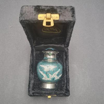 Small Metal Urn in Velvet Box