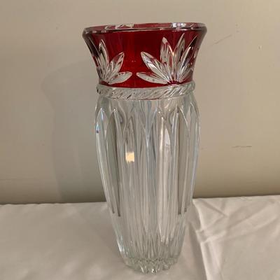 Vintage Mikasa Crystal â€œ Celebrationsâ€ Ruby Corinth tall vase