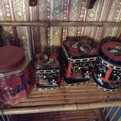 Collection of Four Asian Design Tins
