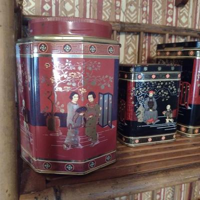 Collection of Four Asian Design Tins