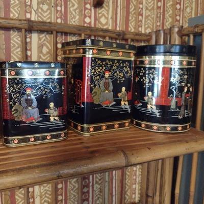 Collection of Four Asian Design Tins