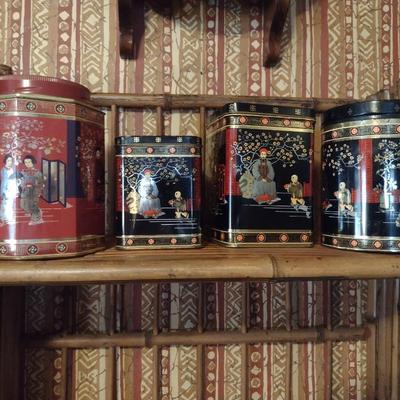 Collection of Four Asian Design Tins