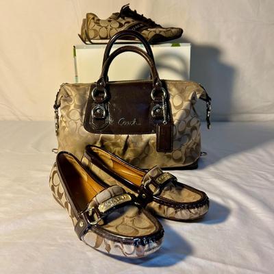 Coach Signature Collection - Satchel Bag Plus Two Pairs of Shoes (PC-RG)
