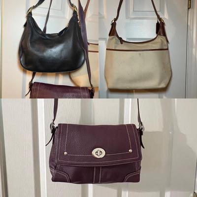 Three Coach Purses - Two Leather & One Canvas (PC-RG)