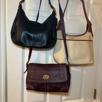 Three Coach Purses - Two Leather & One Canvas (PC-RG)