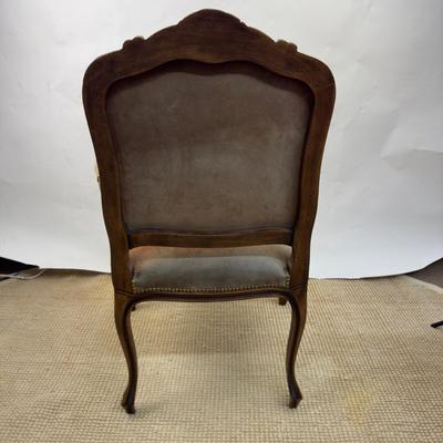 836 Vintage Suede French Upholstered Arm Chair