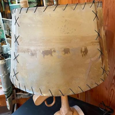 Primitive Lamp with Cow Shade