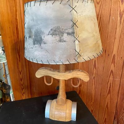 Primitive Lamp with Cow Shade