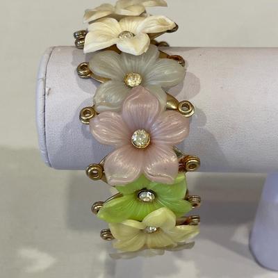 Flower 925 necklace & vintage 50s bracelet