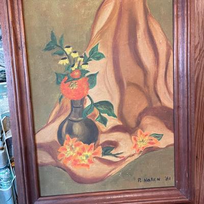 Oil on Canvas Floral Painting Signed 