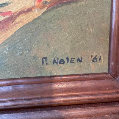 Oil on Canvas Floral Painting Signed "P Nolen '61"