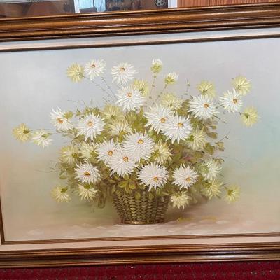Oil on Canvas Floral Framed Painting Signed "Robert Cox"