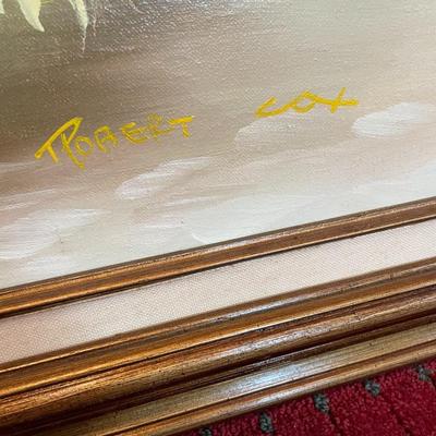 Oil on Canvas Floral Framed Painting Signed "Robert Cox"