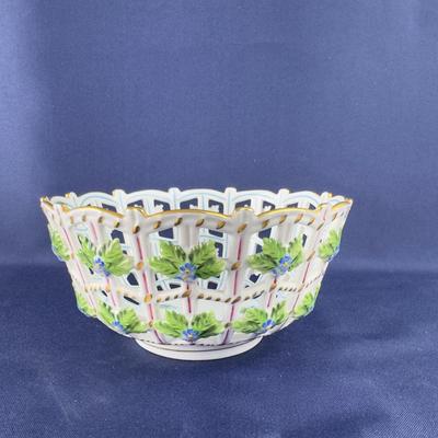 849 Vintage Herend Reticulated Porcelain Bowl