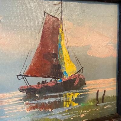 Oil on Canvas Boat Painting Signed "Costmann"