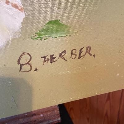 Oil on Canvas Floral Framed Painting Signed "B Therber"