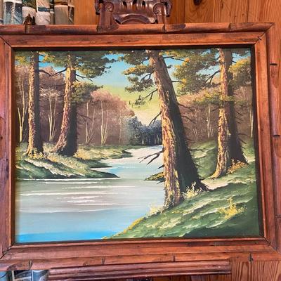 Eddie Two Bulls Original Painting on Wood - River