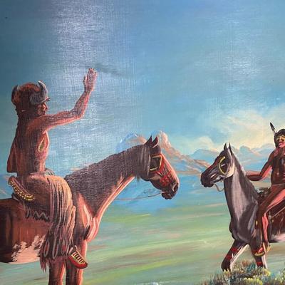 Eddie Two Bulls Original Painting on Wood - Greetings