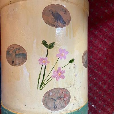 Folk Art Painted Metal Milk Can