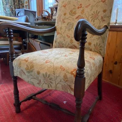 Antique Floral Upholstery Chair (Good Condition)