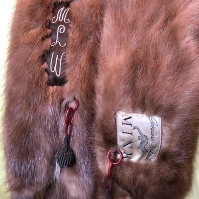 Vintage Monogrammed Mink Stole