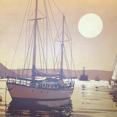 Sunset Harbor Painting Signed Franks
