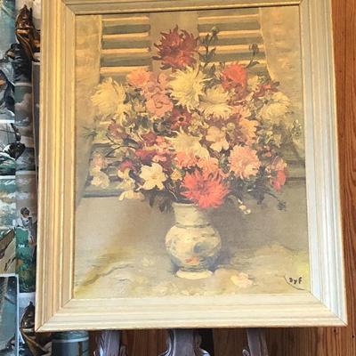 Framed Floral Painting Signed SYF