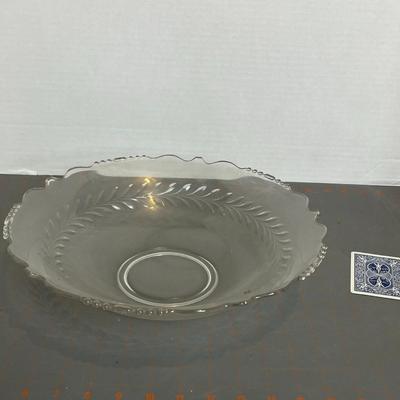Vintage Etched Clear Glass Candy Dish