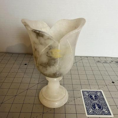 Vintage Genuine Alabaster Hand Carved Italian Vase