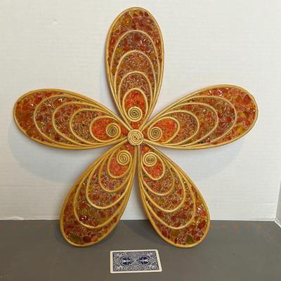 Vintage Wood & Glass Wall Flower