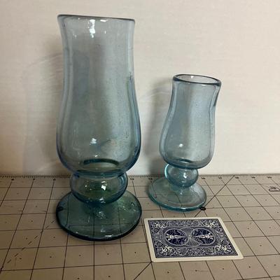 Blue Biot Glass Bud Vases