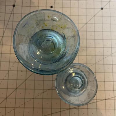 Blue Biot Glass Bud Vases