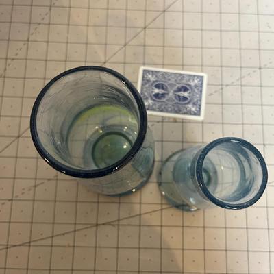 Blue Biot Glass Bud Vases