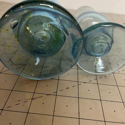 Blue Biot Glass Bud Vases