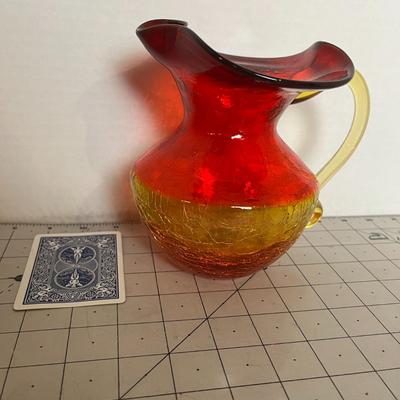 Vintage Crackled Glass Water Pitcher