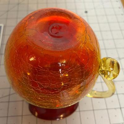 Vintage Crackled Glass Water Pitcher