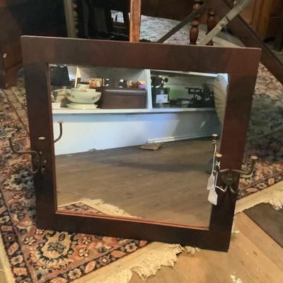 1081 Antique Oak Wall / Hat Mirror
