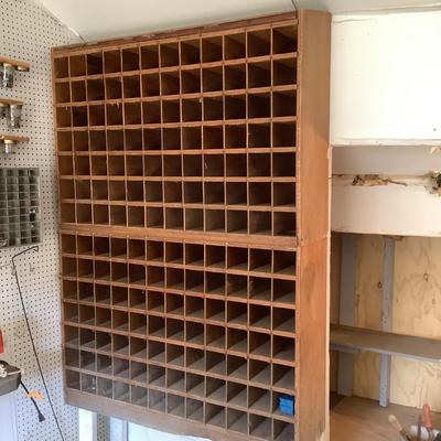 G748 Two Vintage Wooden Cubbie / Storage Wall Shelves