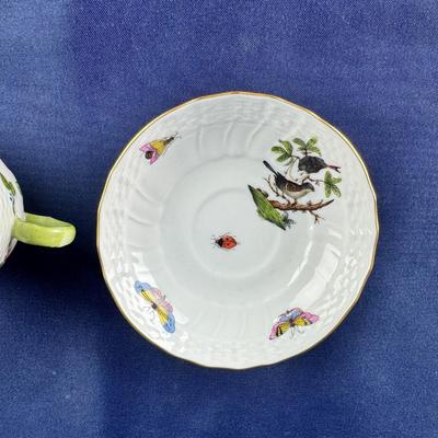 864 Vintage Herend Rothschild Bird Cup & Saucer