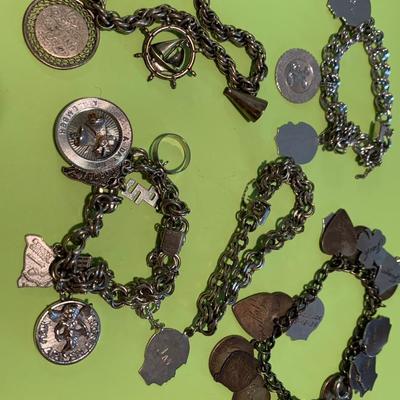 Vintage Sterling Silver Charm Bracelets Lot