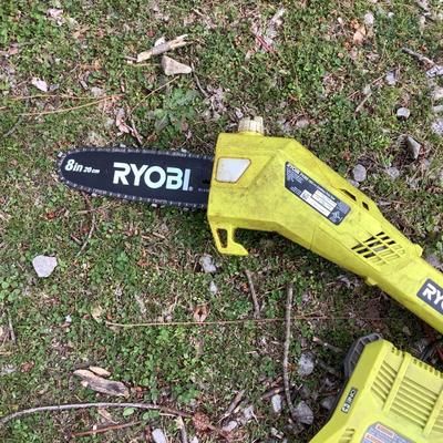 W760 RYOBI Cordles Pole Saw & Chain Saw with Charger and One Lithium Battery