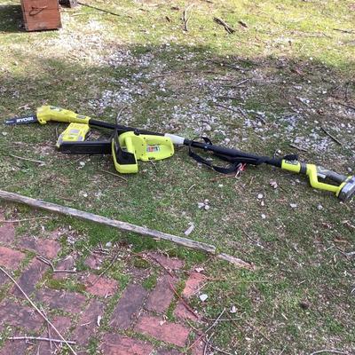 W760 RYOBI Cordles Pole Saw & Chain Saw with Charger and One Lithium Battery