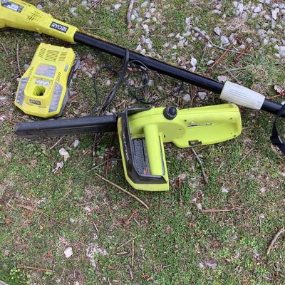 W760 RYOBI Cordles Pole Saw & Chain Saw with Charger and One Lithium Battery