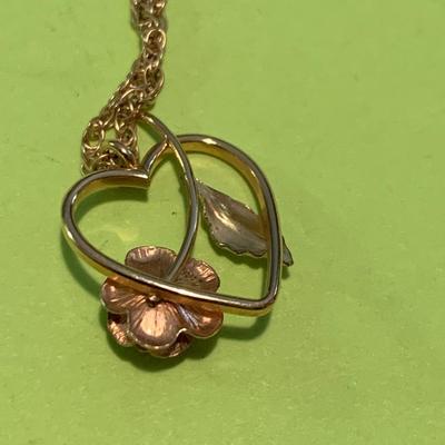 14k George Krementz Floral Pendant & Necklace